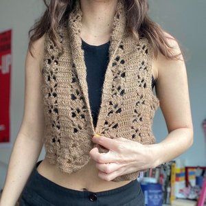 brown hand knit mini sweater